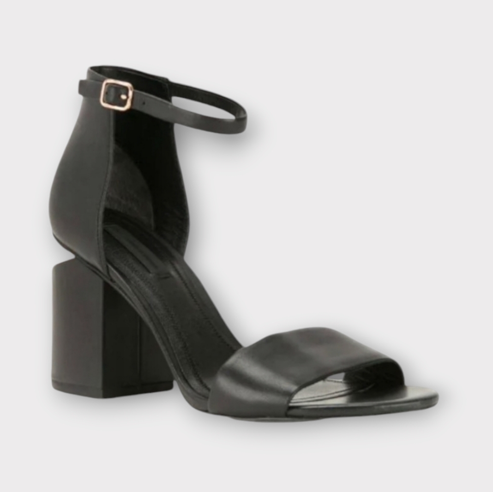 Alexander Wang Abby Tilt Black Leather Heeled Sandals